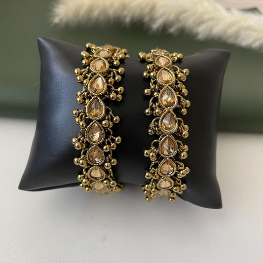 Mehandi Plated Kundan Bangles: LCT Stone Kangan or kada bangles