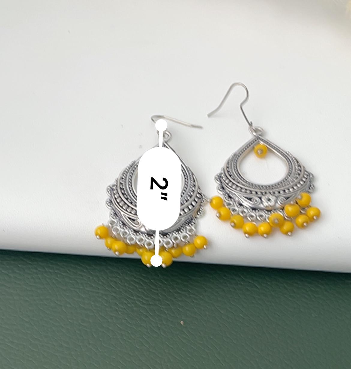 Oxidised colorful beads dangling earrings