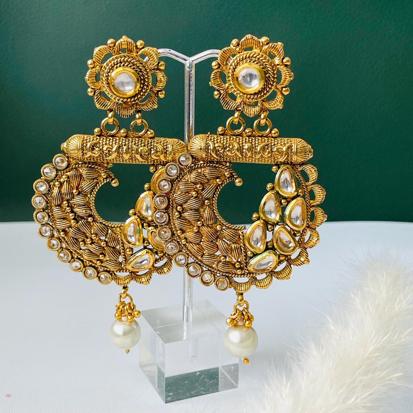 Nysaa gold plated kundan or minakari party earrings