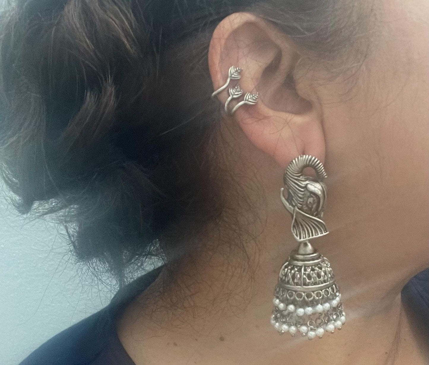 Oxidized Bugadi Earrings | Indian Clip On Ear Jewelry