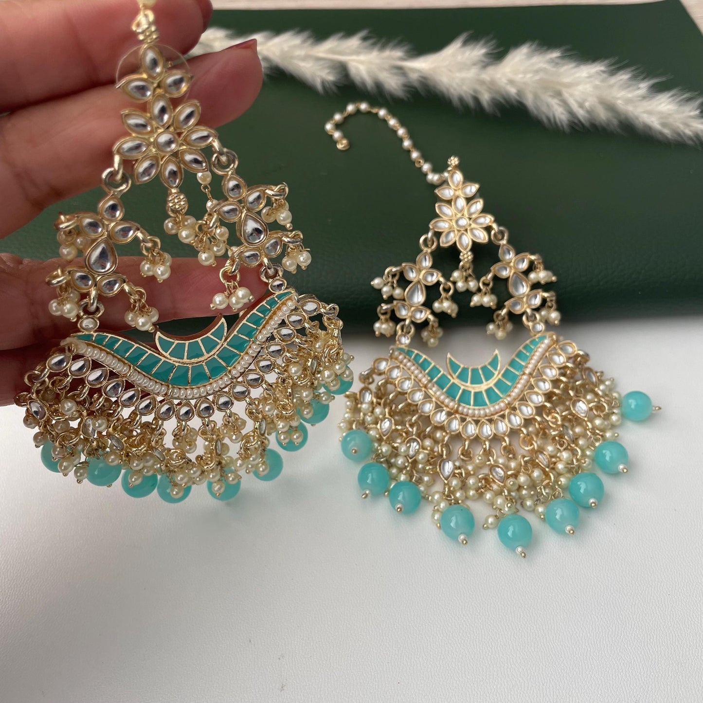Kundan Pearl Jhumka Earrings: party wear big earrings