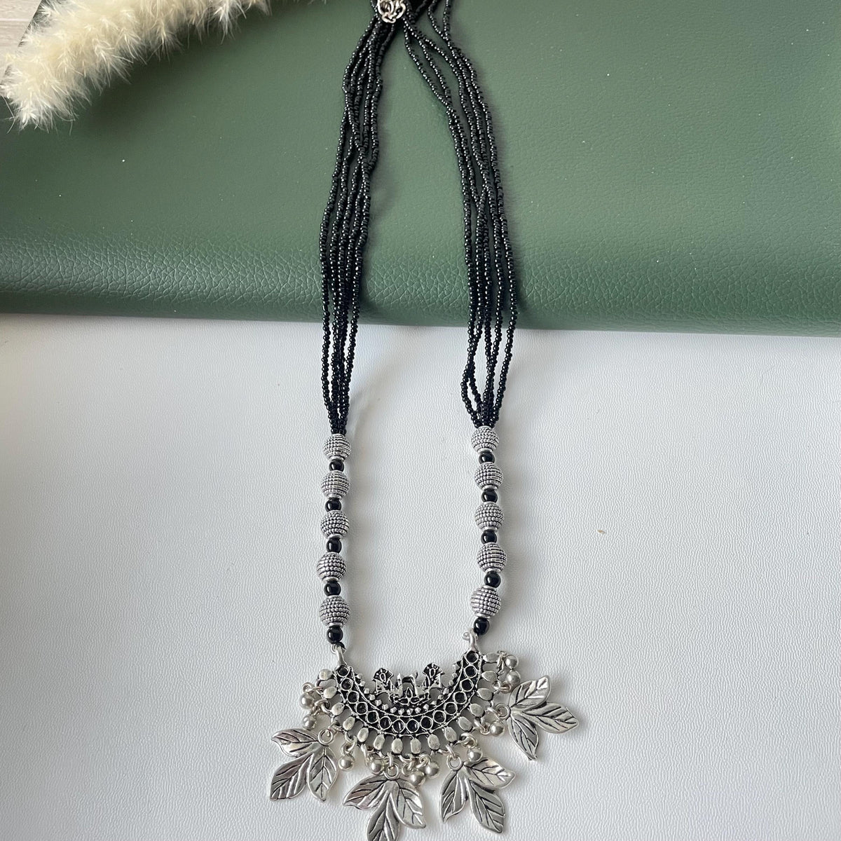 Oxidized Mangalsutra Necklace | Indian Black Beads, Long Pendant