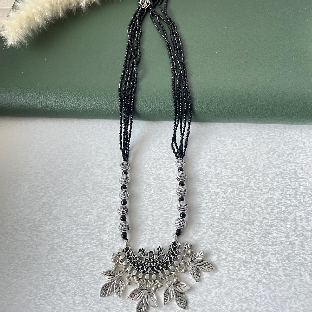 Oxidized Mangalsutra Necklace | Indian Black Beads, Long Pendant
