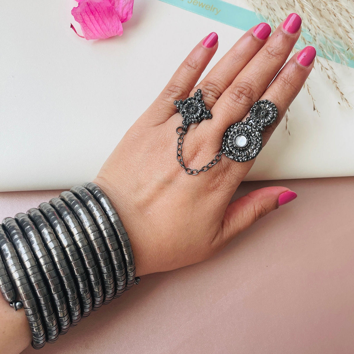 Oxidized Spiral Bangle: One Size Fits All