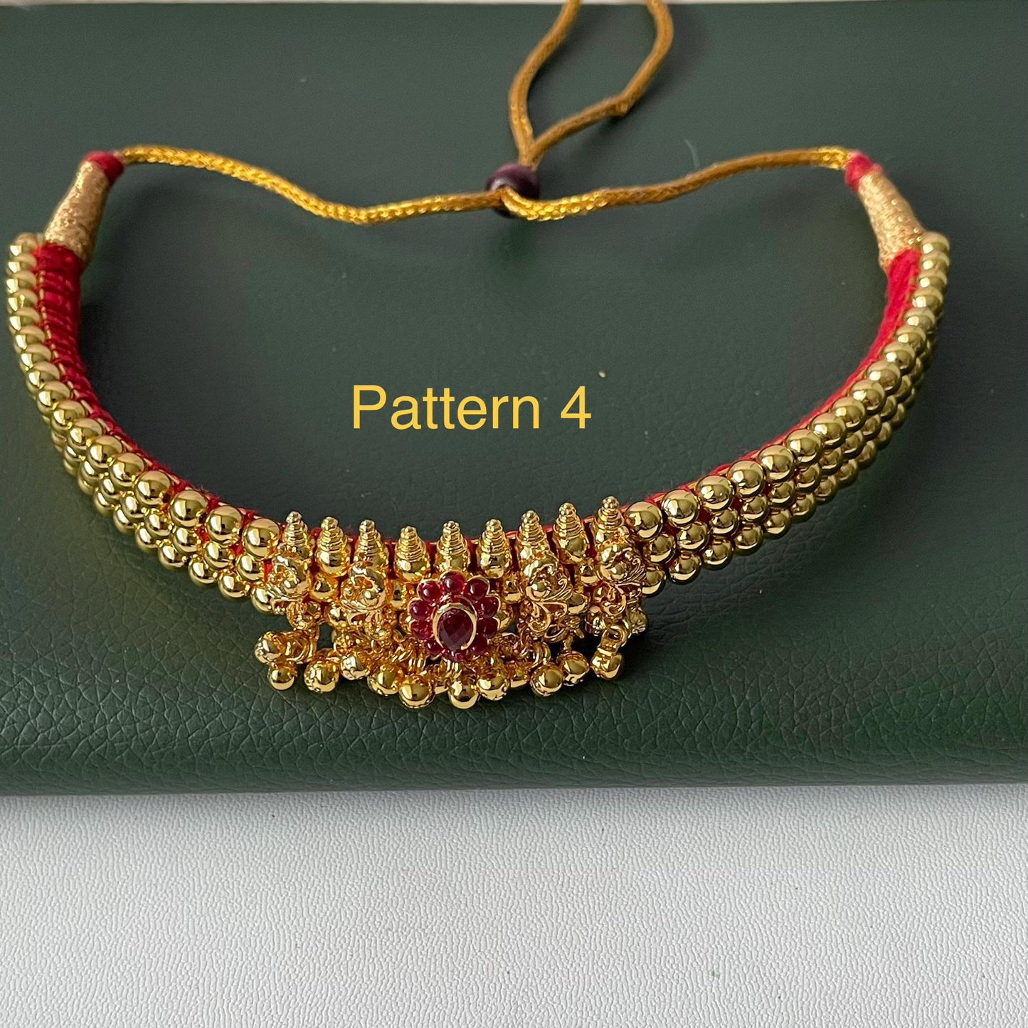 Yellow gold plated maharashtrian thushi small necklace