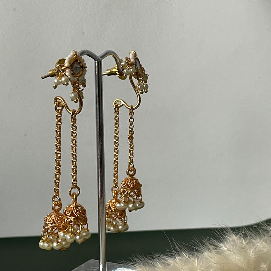 Kundan gold plated small trendy jhumkis