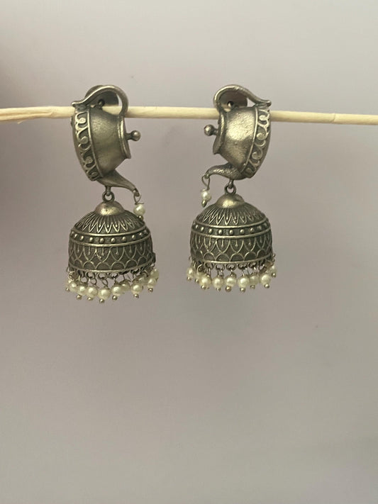 Oxidised tea kettle earrings