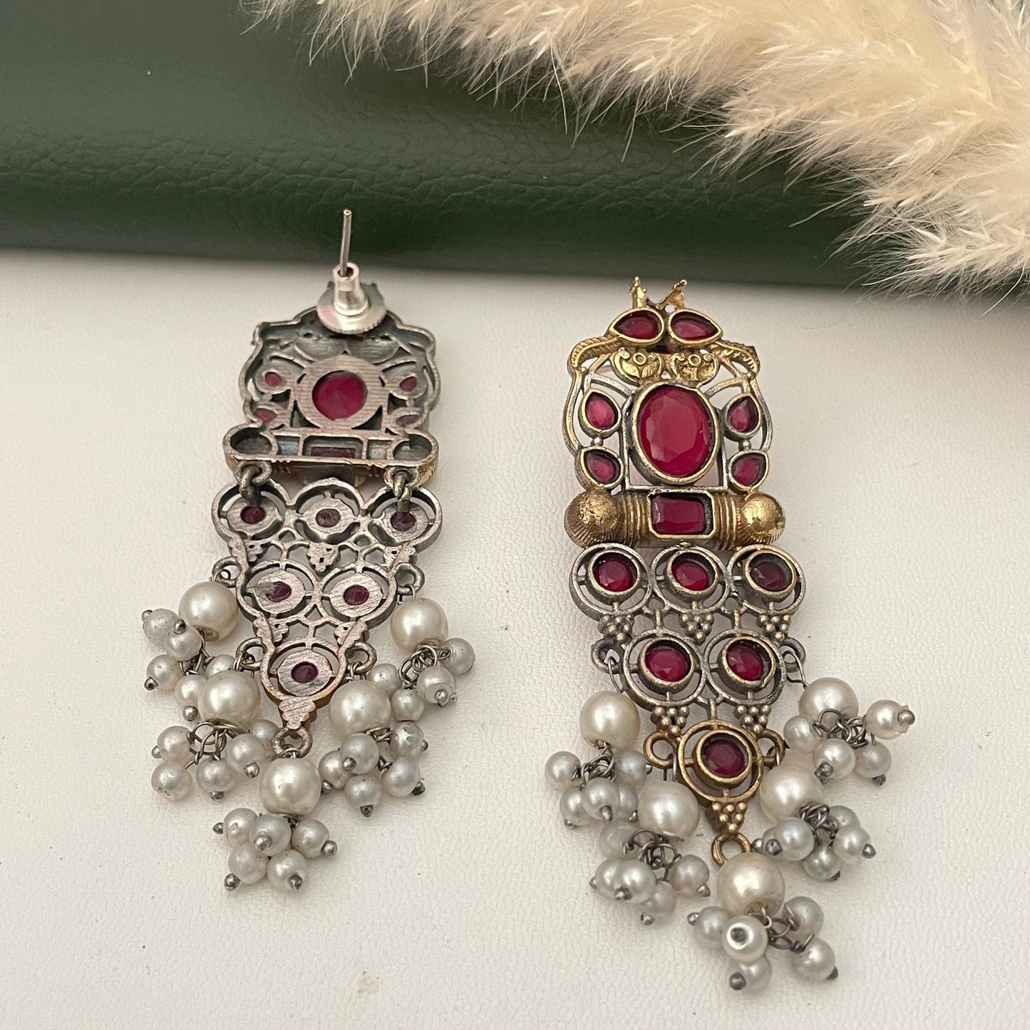 Oxidized Necklace Set: Monalisa Stone, Colorful Festive Jewelry