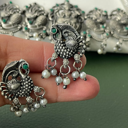 Oxidized Temple Choker Set: Multicolor Stone Navratri Jewelry