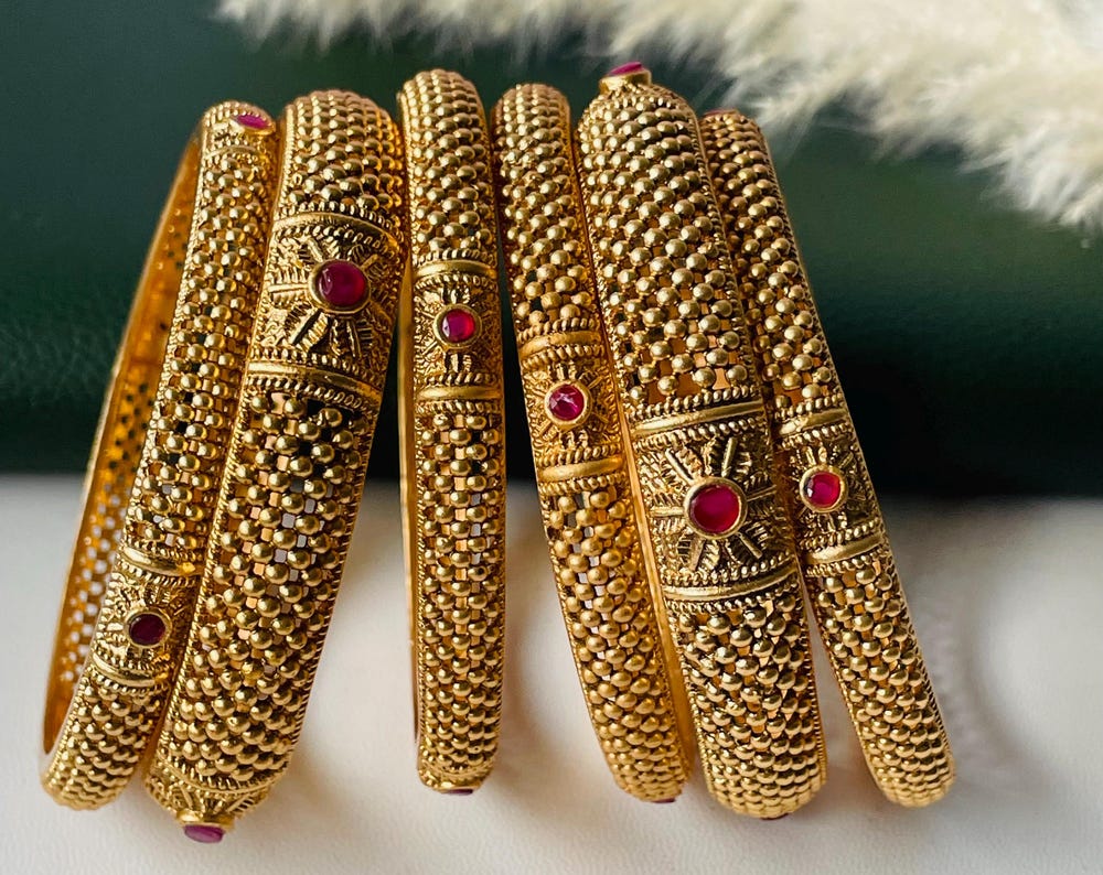 Gold Plated Indian Bangles: set of 6 bangles