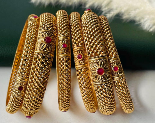 Gold Plated Indian Bangles: set of 6 bangles