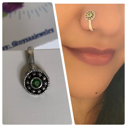 Oxidized Press-On Nose Pin: Maharashtrian Nath Jewelry