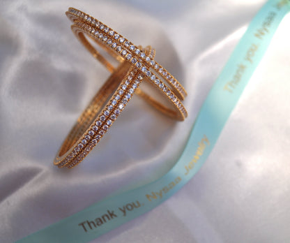 Gold Plated CZ Bangles (Set of 4) - Bollywood Indian Jewelry