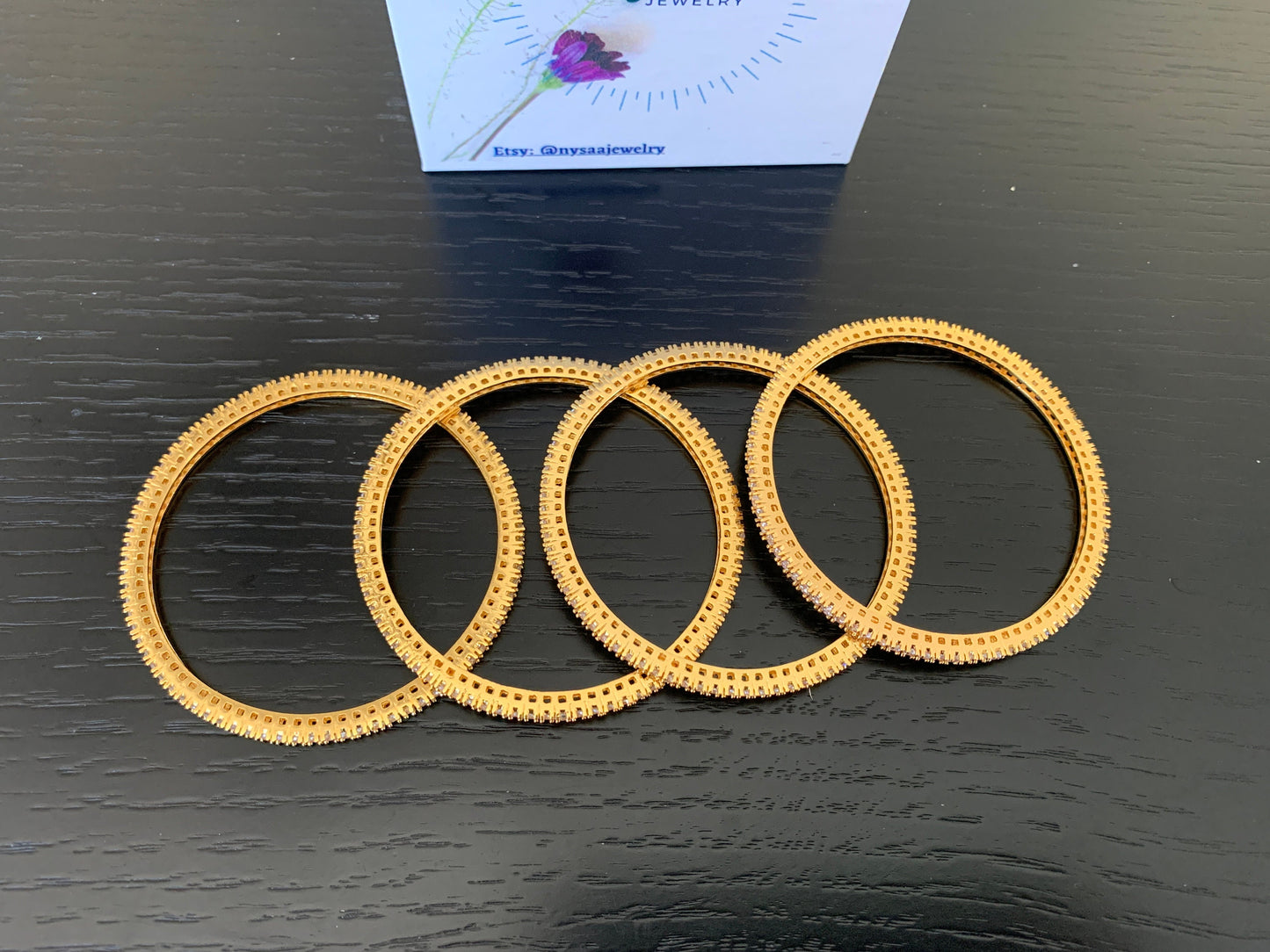 Gold Plated CZ Bangles (Set of 4) - Bollywood Indian Jewelry