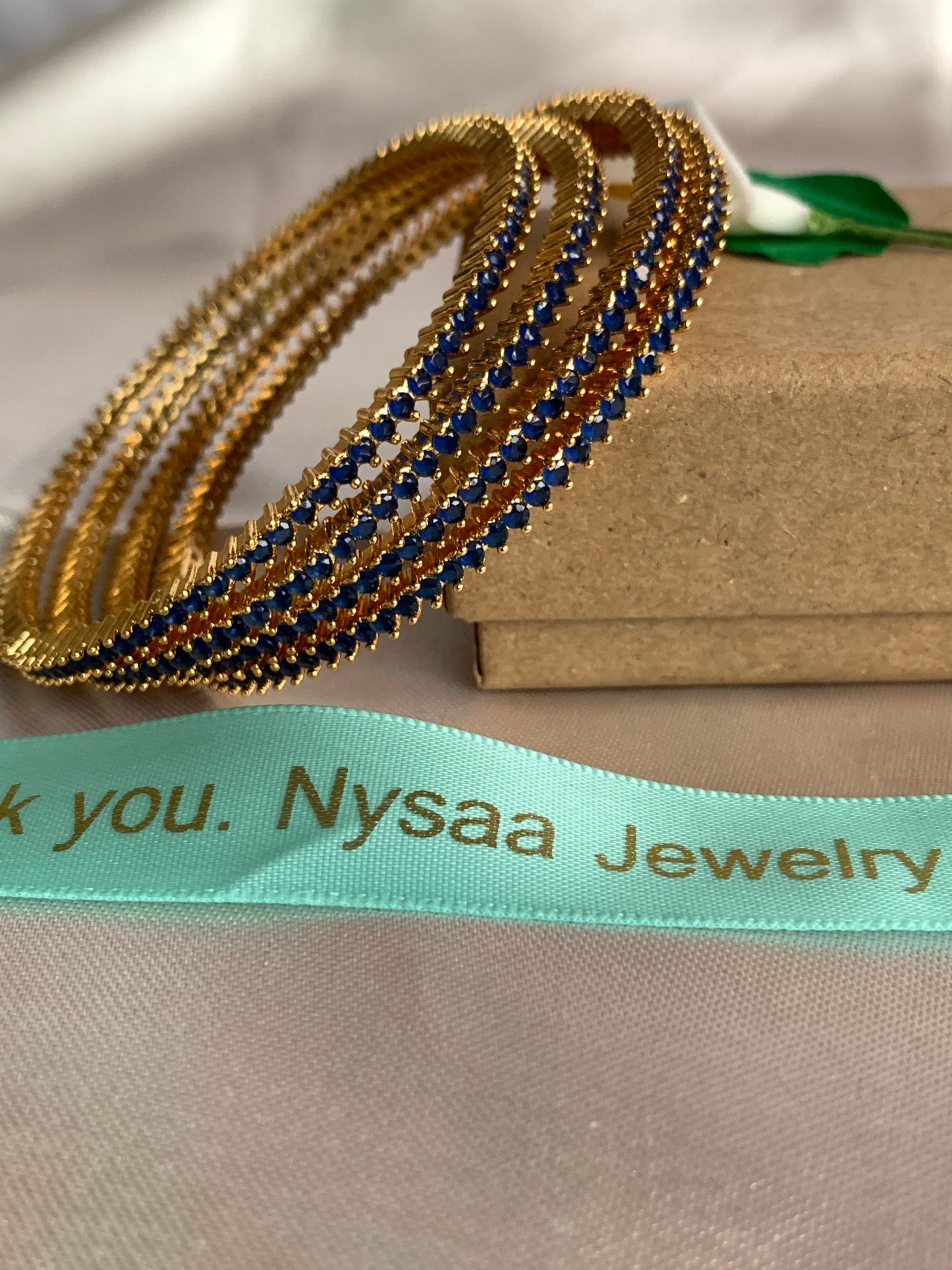 Gold Plated CZ Bangles (Set of 4) - Bollywood Indian Jewelry