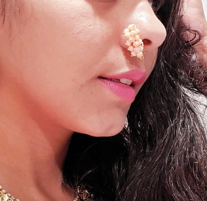 Gold Plated Pierced Nose Ring: Maharashtrian Nathini Jewelry