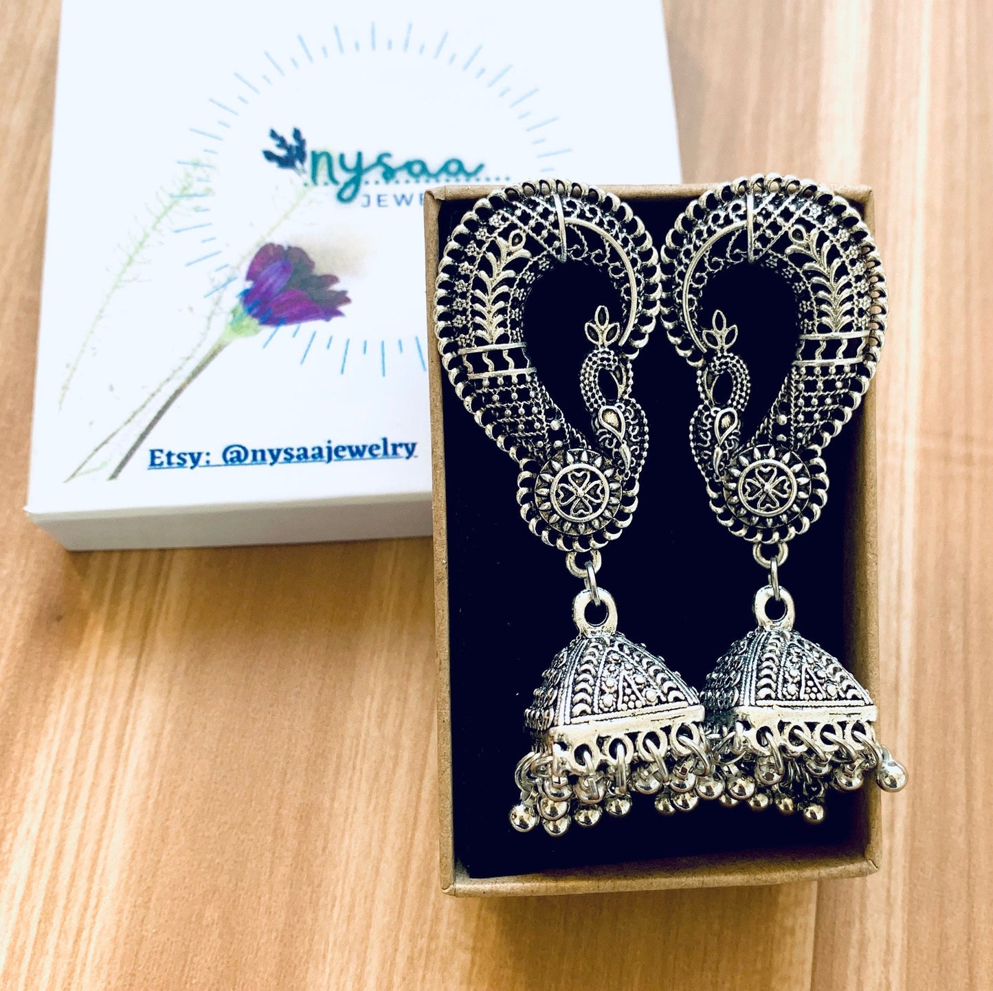 Peacock / Oxidized / German silver / Bollywood / Indian / Festive / Navratri / Nauratri earrings / Oxidised