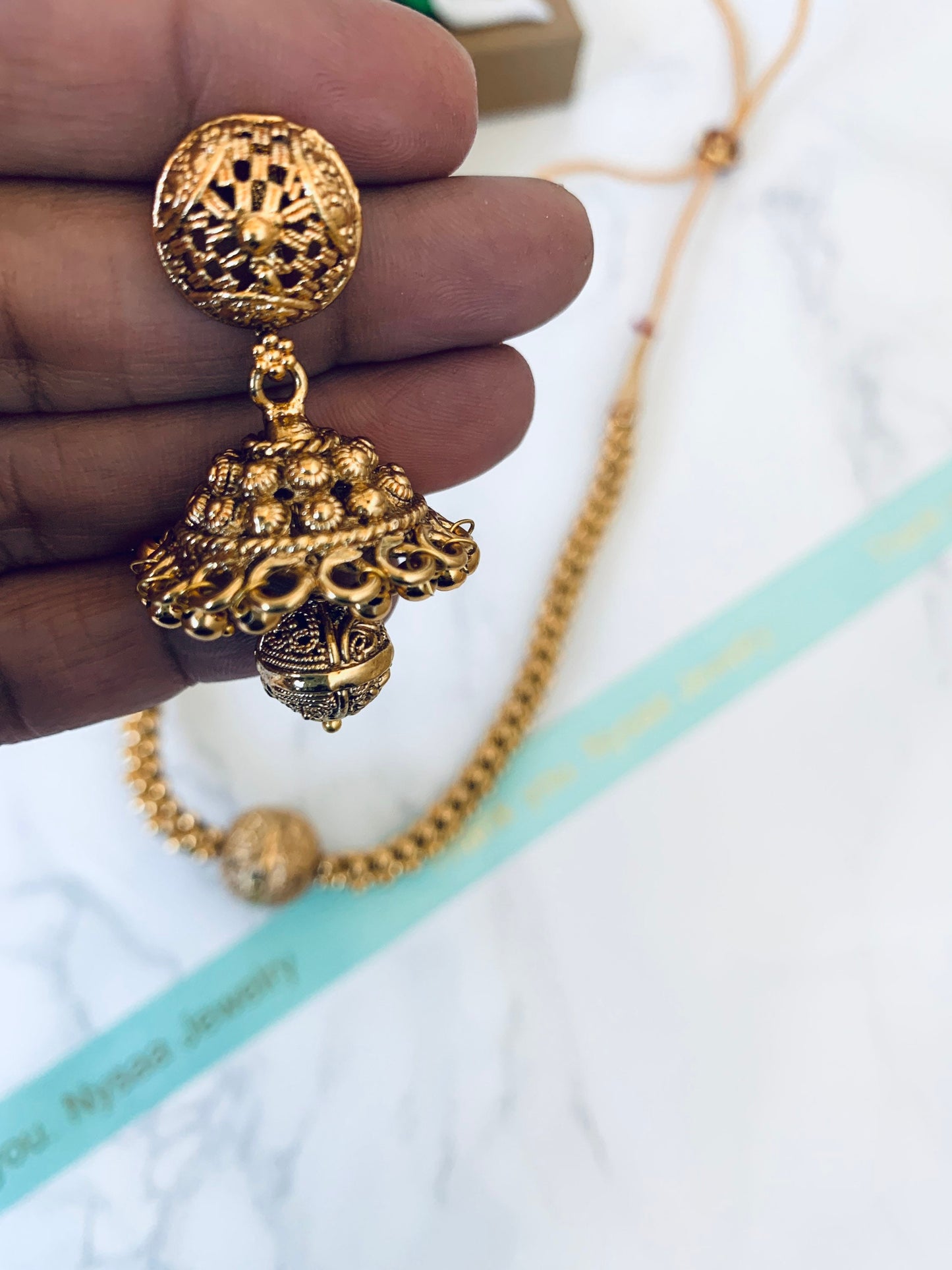 Gold Plated Thushi Choker Necklace with Jhumki Earrings: Maharashtrian Jewelry