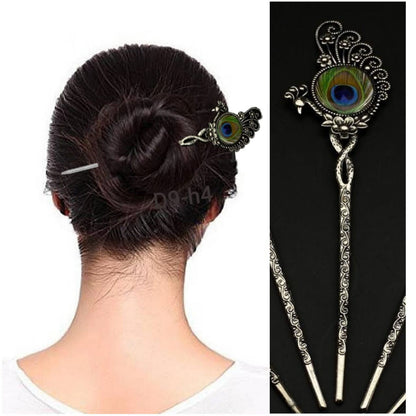 Peacock Feather Hair Clip: Oxidized Indian Bollywood Hair Jewelry