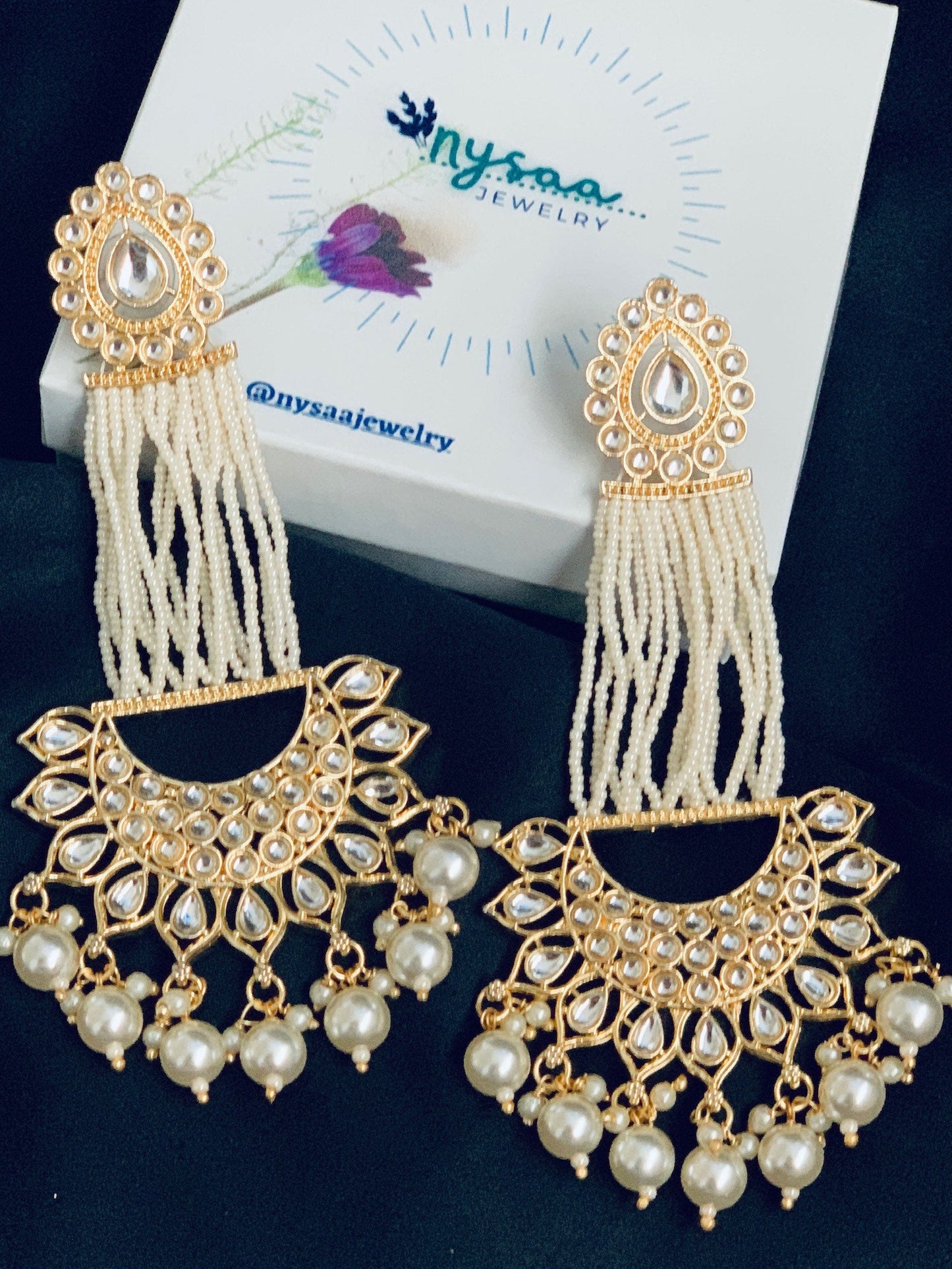 Kundan Chandbali Earrings: Beaded Indian Bridal Jewelry