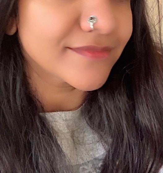 Oxidized Press-On Nose Pin: Maharashtrian Nath Jewelry