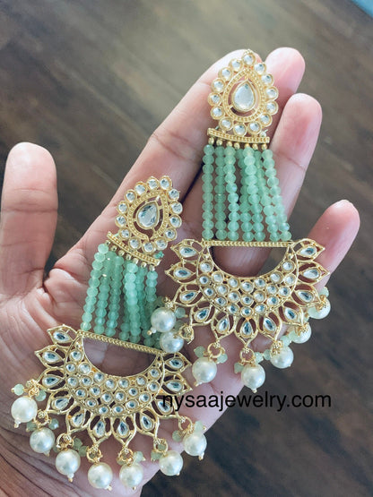 Kundan Chandbali Earrings: Beaded Indian Bridal Jewelry