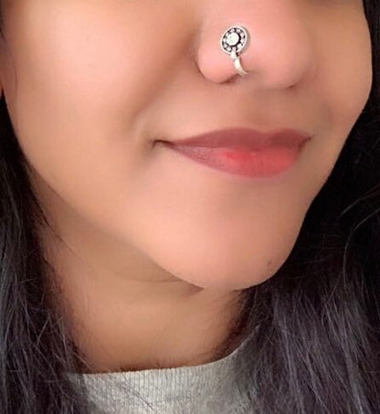 Oxidized Press-On Nose Pin: Maharashtrian Nath Jewelry