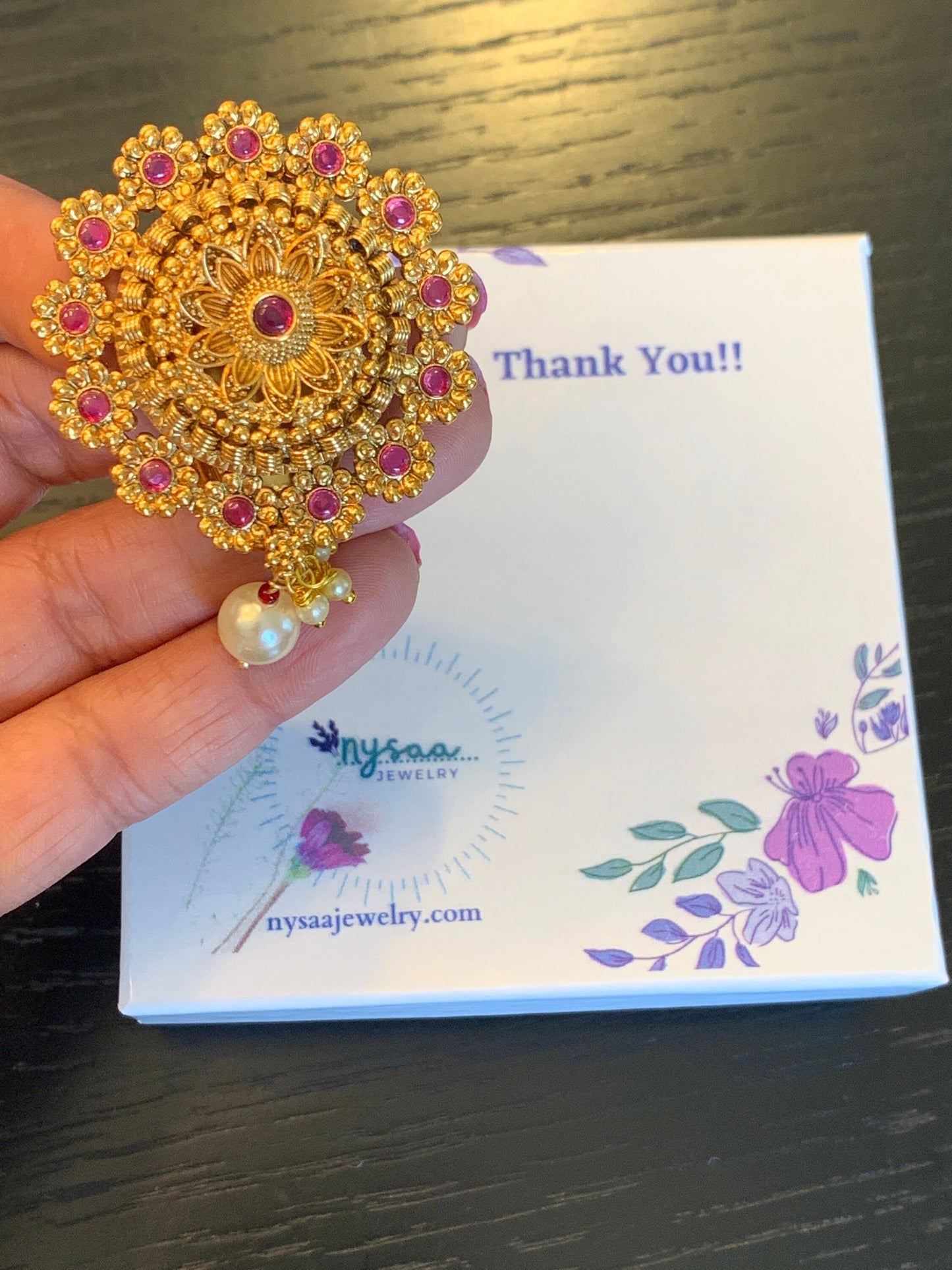 Gold Plated Hair Brooch: Bollywood Saree Pin with Dangling Beads