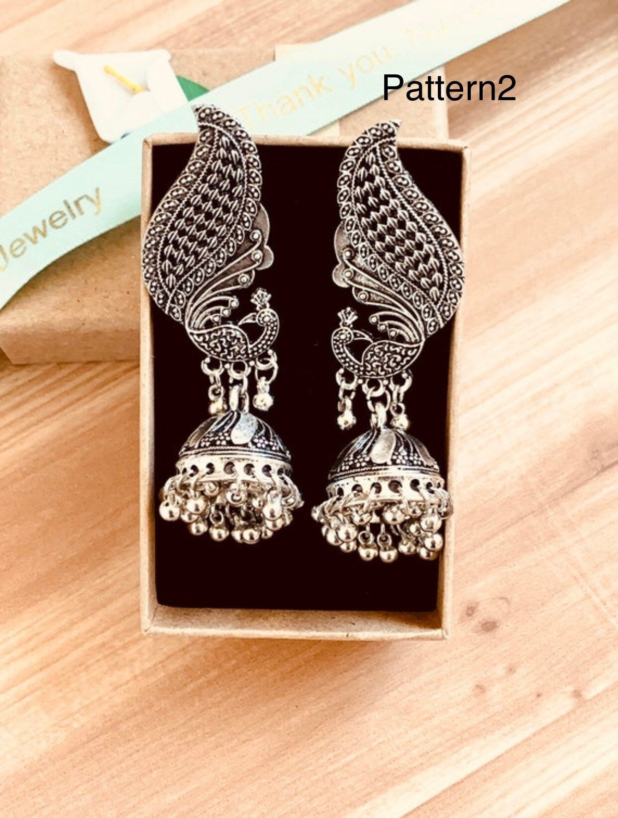 Peacock / Oxidized / German silver / Bollywood / Indian / Festive / Navratri / Nauratri earrings / Oxidised