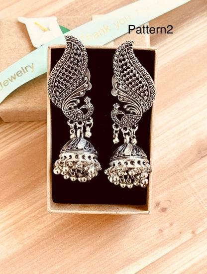 Peacock / Oxidized / German silver / Bollywood / Indian / Festive / Navratri / Nauratri earrings / Oxidised