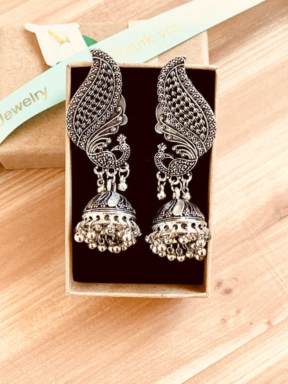 Peacock / Oxidized / German silver / Bollywood / Indian / Festive / Navratri / Nauratri earrings / Oxidised