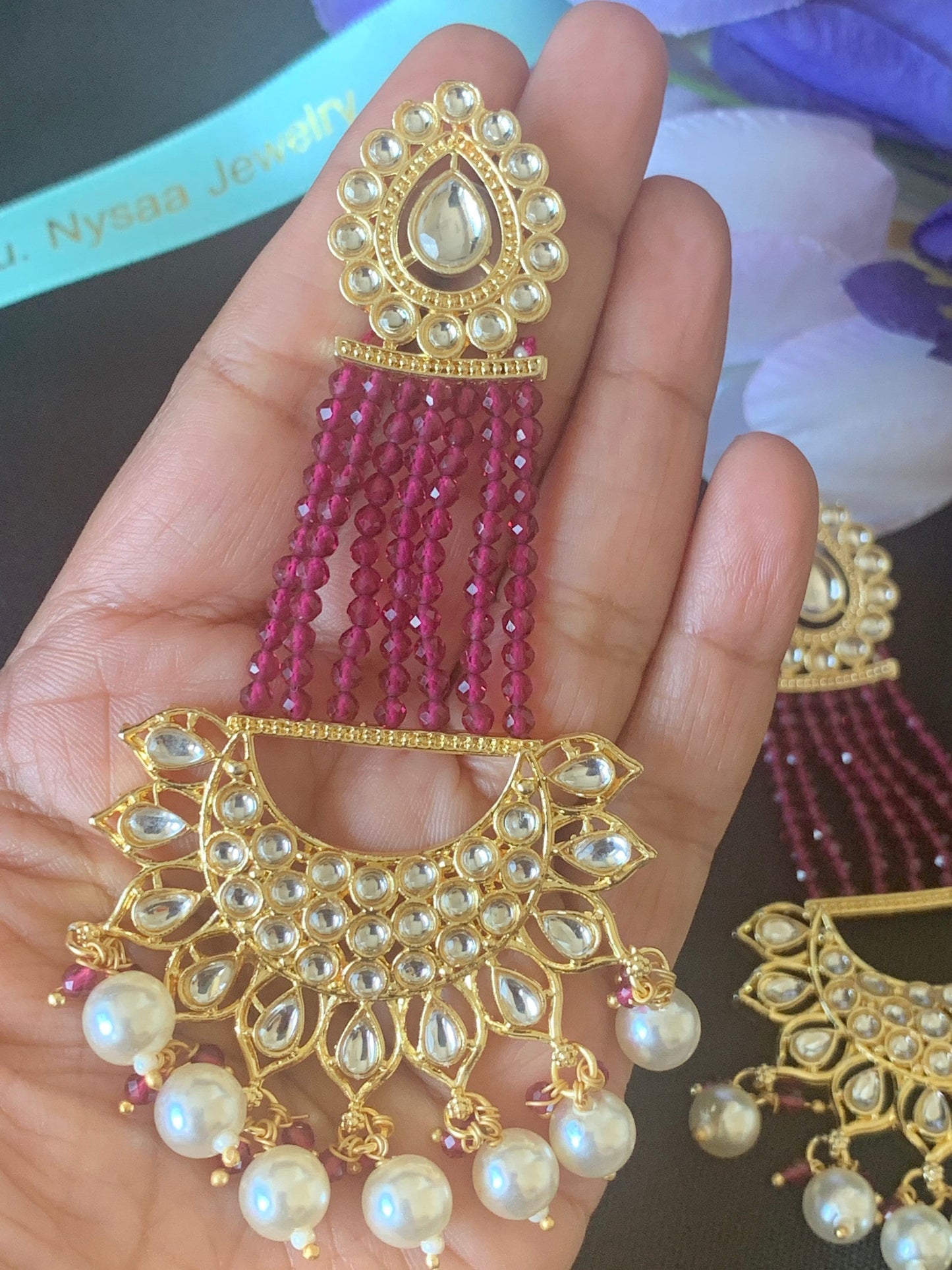 Kundan Chandbali Earrings: Beaded Indian Bridal Jewelry