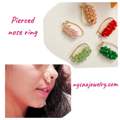 Gold Plated Pierced Nose Ring: Maharashtrian Nathini Jewelry