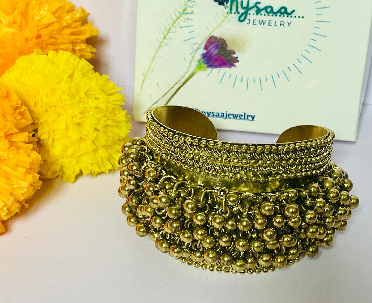 Oxidized Ghungaroo Cuff Bracelet: Boho Silver Bangle