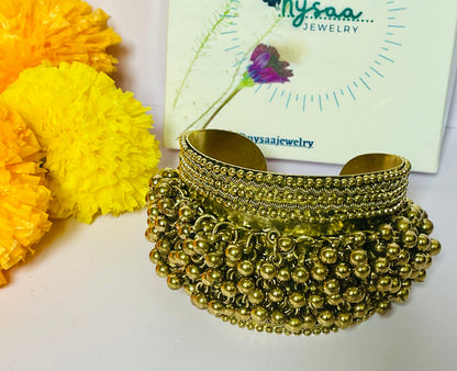 Oxidized Ghungaroo Cuff Bracelet: Boho Silver Bangle