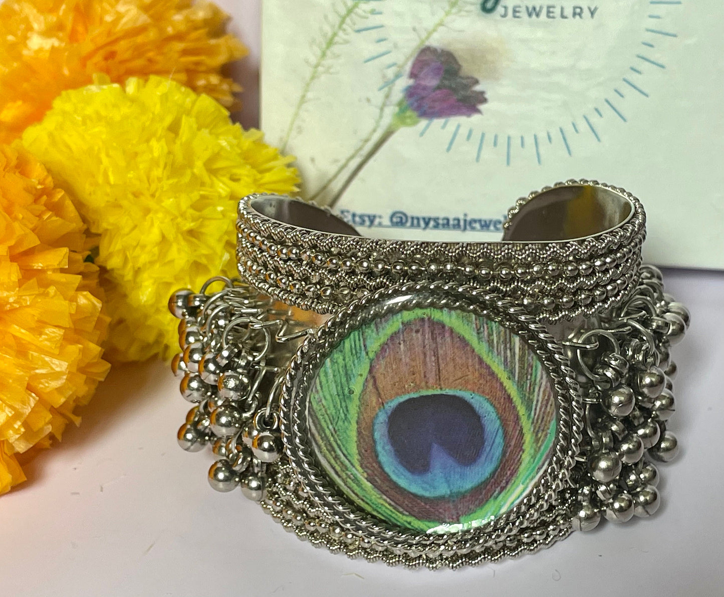 Oxidized Ghungaroo Cuff Bracelet: Boho Silver Bangle