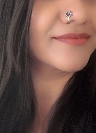 Oxidized Press-On Nose Pin: Maharashtrian Nath Jewelry