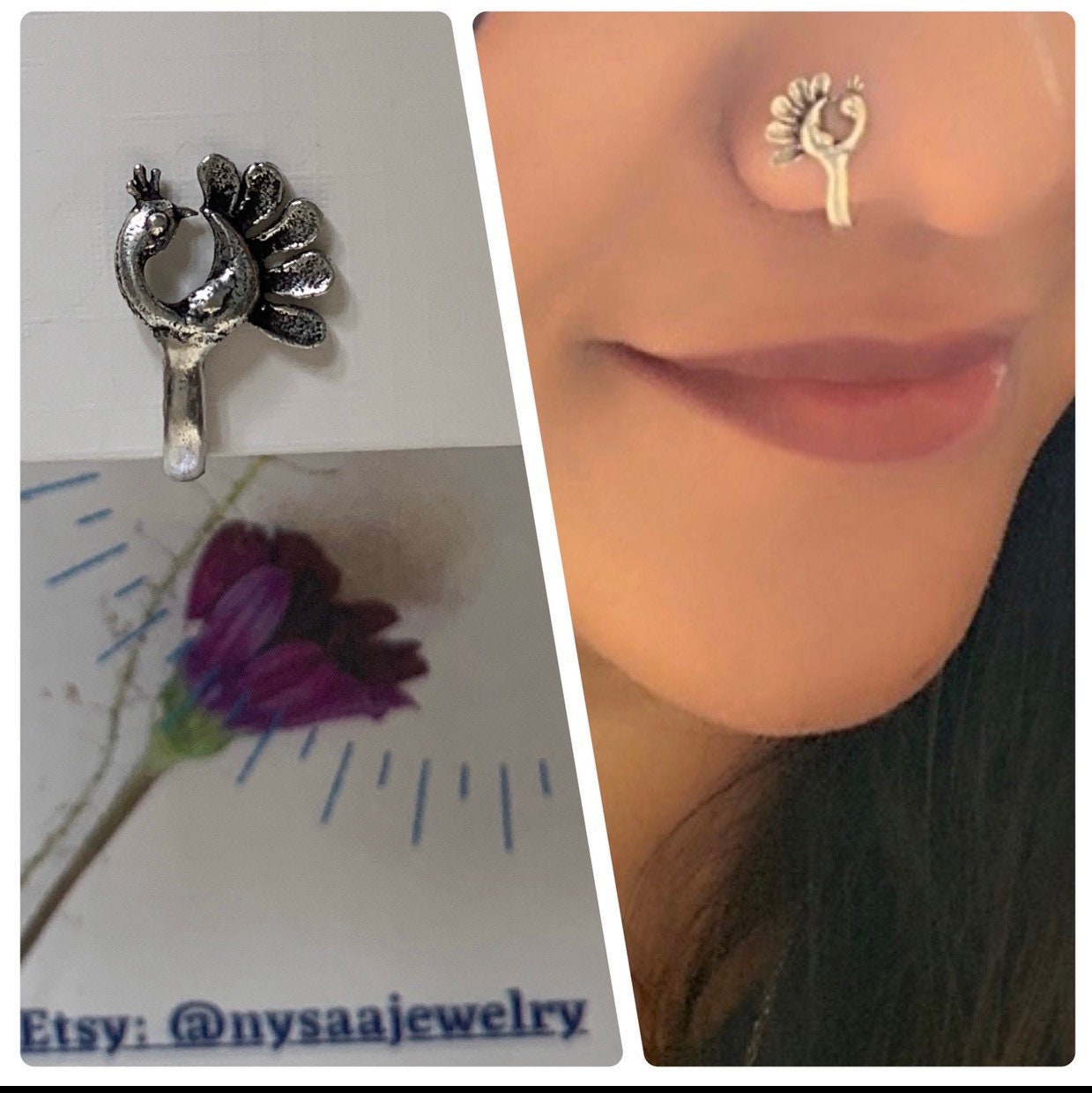 Oxidized Press-On Nose Pin: Maharashtrian Nath Jewelry