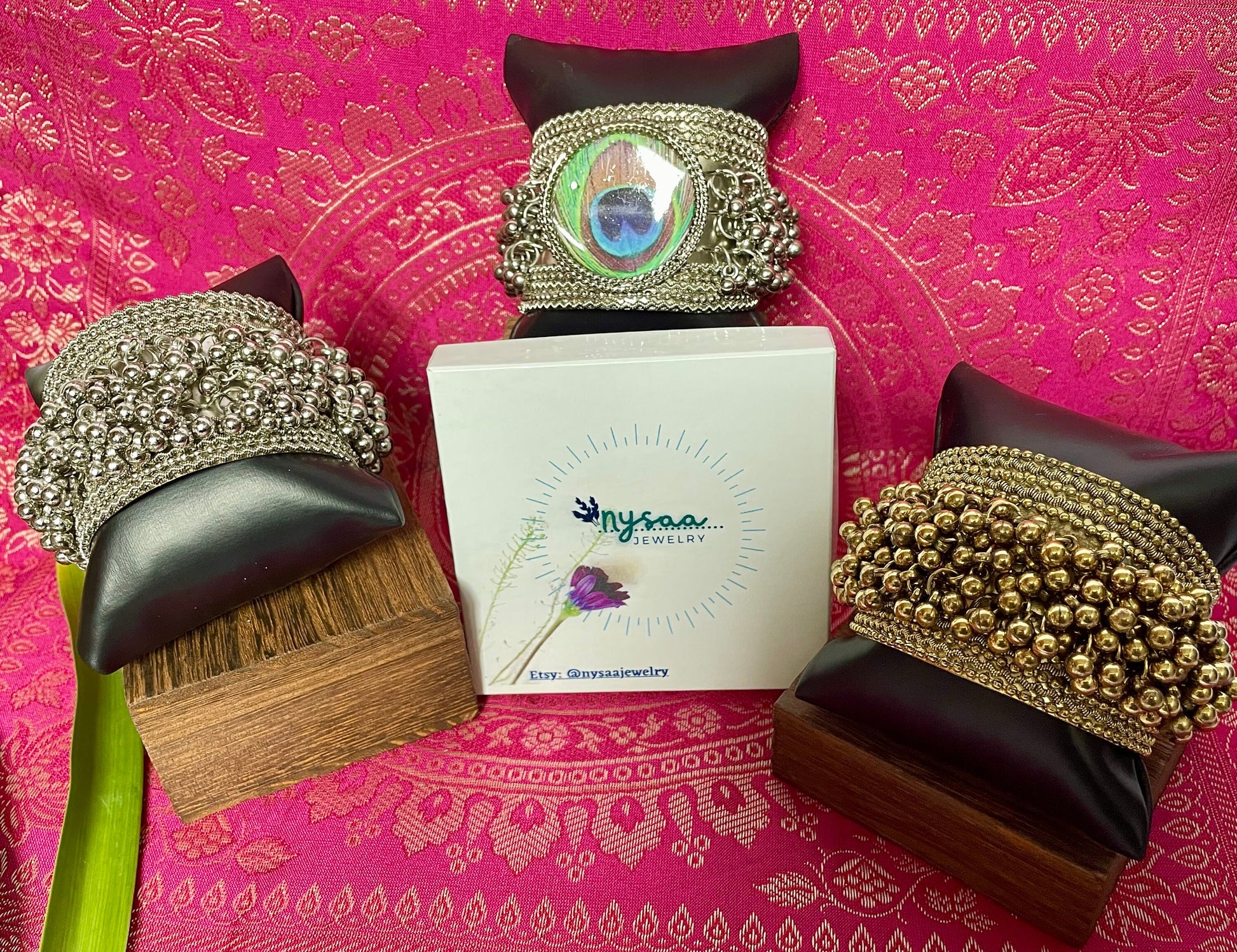 Oxidized Ghungaroo Cuff Bracelet: Boho Silver Bangle