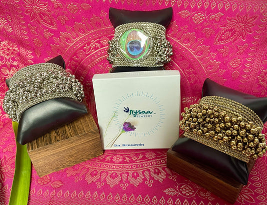 Oxidized Ghungaroo Cuff Bracelet: Boho Silver Bangle