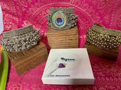 Oxidized Ghungaroo Cuff Bracelet: Boho Silver Bangle