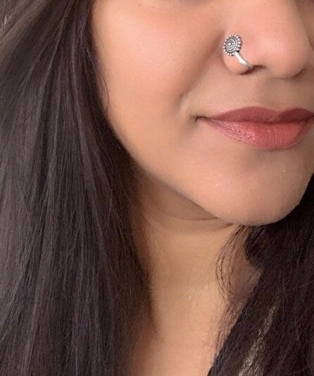 Oxidized Press-On Nose Pin: Maharashtrian Nath Jewelry