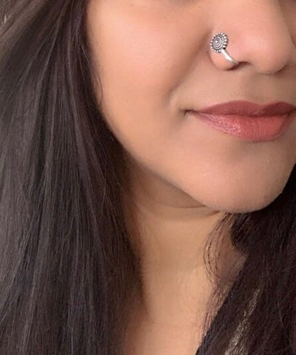 Oxidized Press-On Nose Pin: Maharashtrian Nath Jewelry