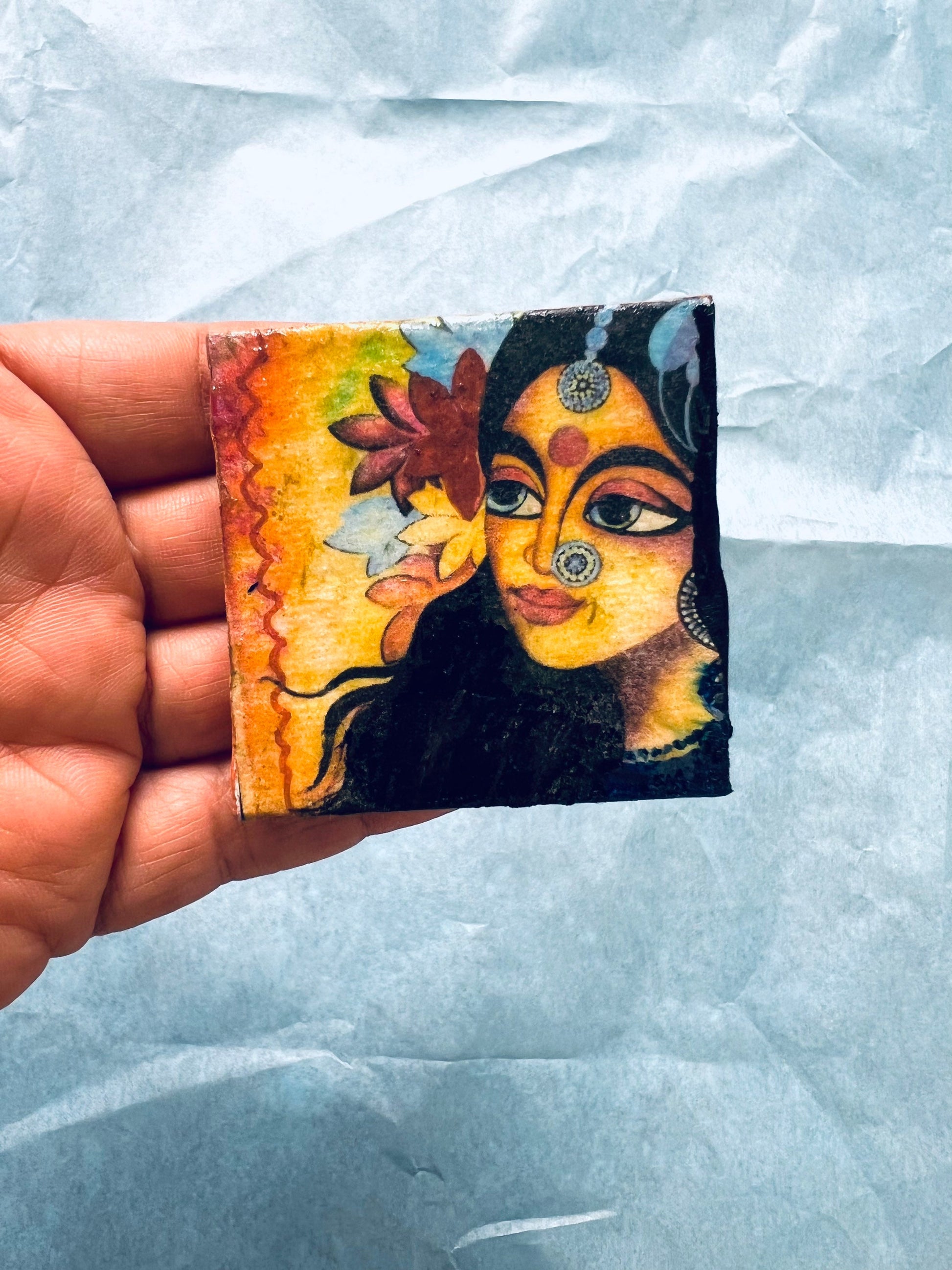 Hand-Painted Ganesha Pendant Necklace: Beaded Indian Ethnic Jewelry