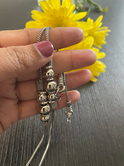 Oxidized Silver Bollywood Anklet: Lightweight Single Chain Golusu