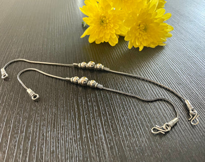 Oxidized Silver Bollywood Anklet: Lightweight Single Chain Golusu