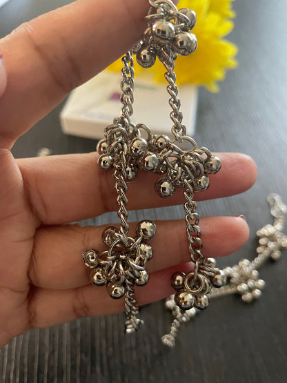 Oxidized ghungaroo chain anklet / Bollywood anklet /Oxidized Payal / silver oxidized anklet | Golusu