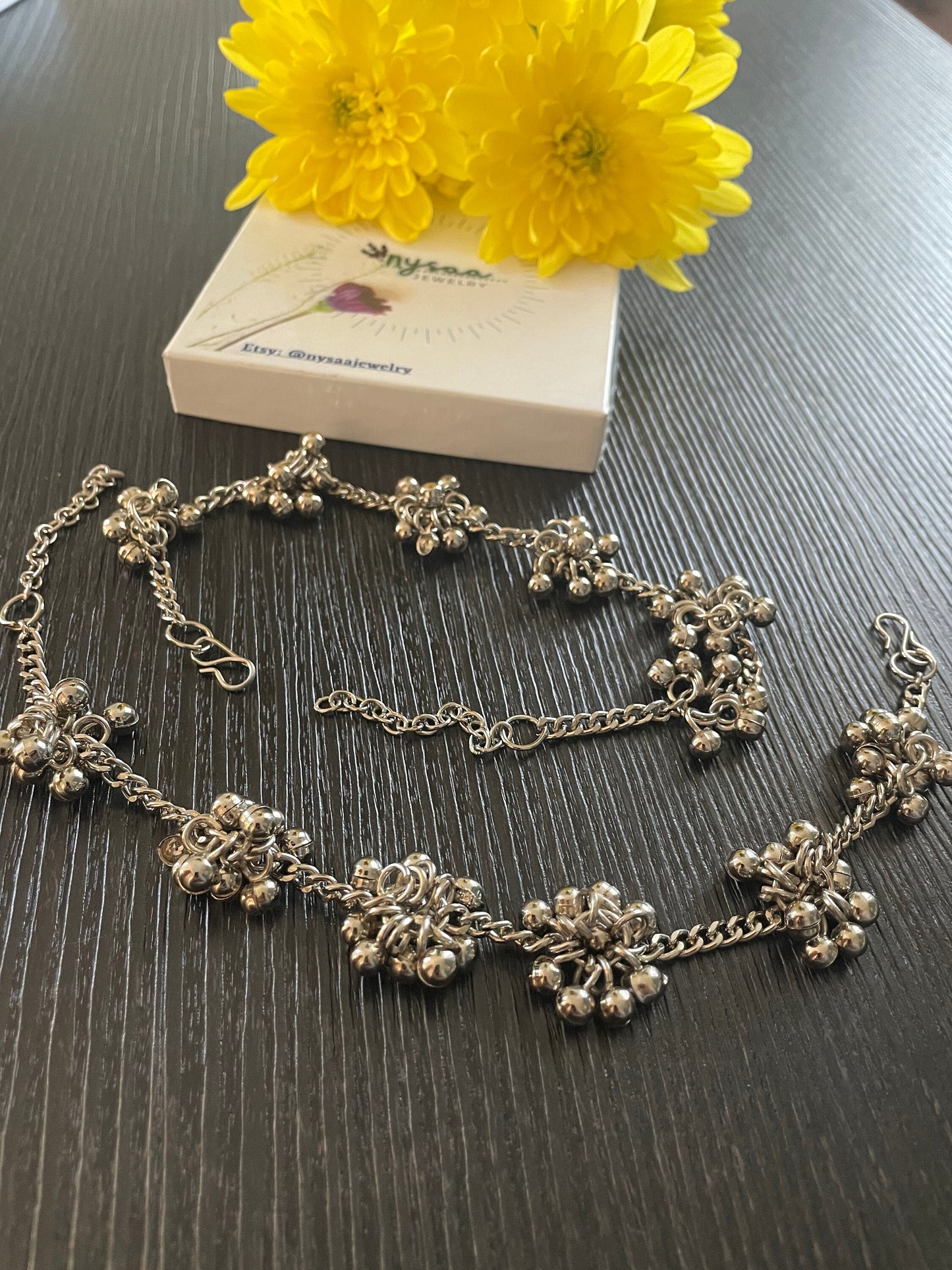 Oxidized ghungaroo chain anklet / Bollywood anklet /Oxidized Payal / silver oxidized anklet | Golusu