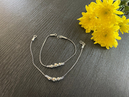 Oxidized Silver Bollywood Anklet: Lightweight Single Chain Golusu
