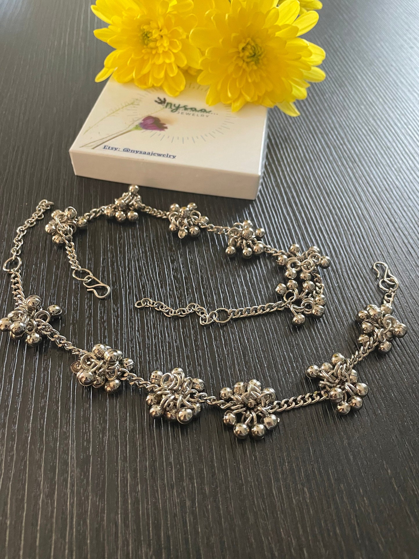 Oxidized ghungaroo chain anklet / Bollywood anklet /Oxidized Payal / silver oxidized anklet | Golusu